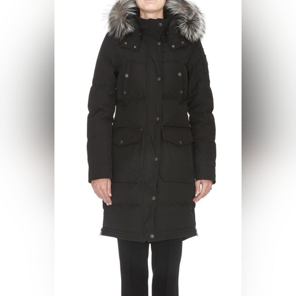 MOOSE KNUCKLES Alberta Parka Black- silver Fox Fur- Woman's Small